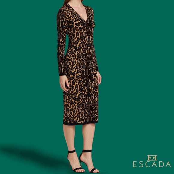 ESCADA **NWT** Delotta Cheetah Print Midi Dress In Fantasy - Picture 6 of 11